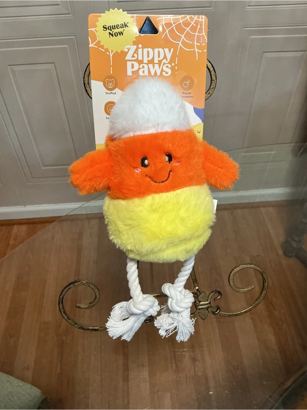 Zippy Paws Interactive Squeaker Dog Toy - Halloween 12” Candy corn With Legs